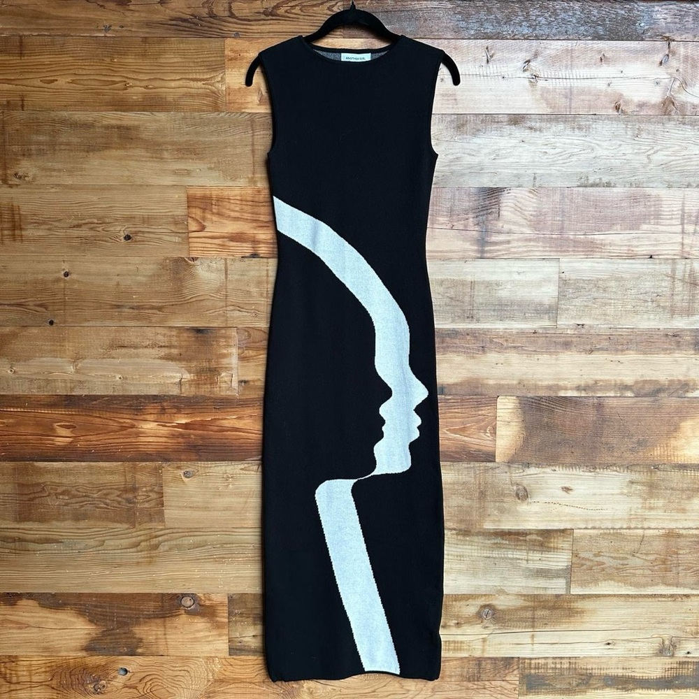 Black and White Sleeveless Maxi Dress Small Another Girl Bodycon Statement Dress